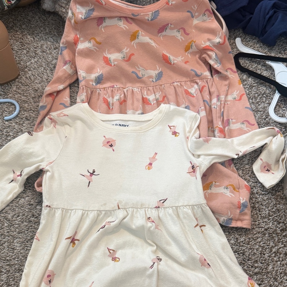 Old Navy Kids Dresses with Unicorn and Ballerina Prints - Peach and Cream